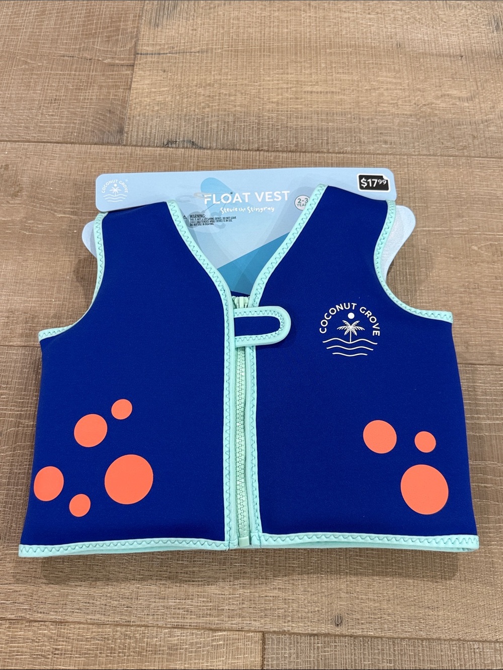 Coconut Grove Kids Stingray Float Vest - Blue with Orange Accents